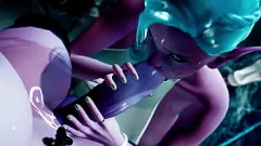 تشغيل قضيب Dark Elf Futa الضخم يعطي شرجيًا خشنًا لعفريت عاهرة